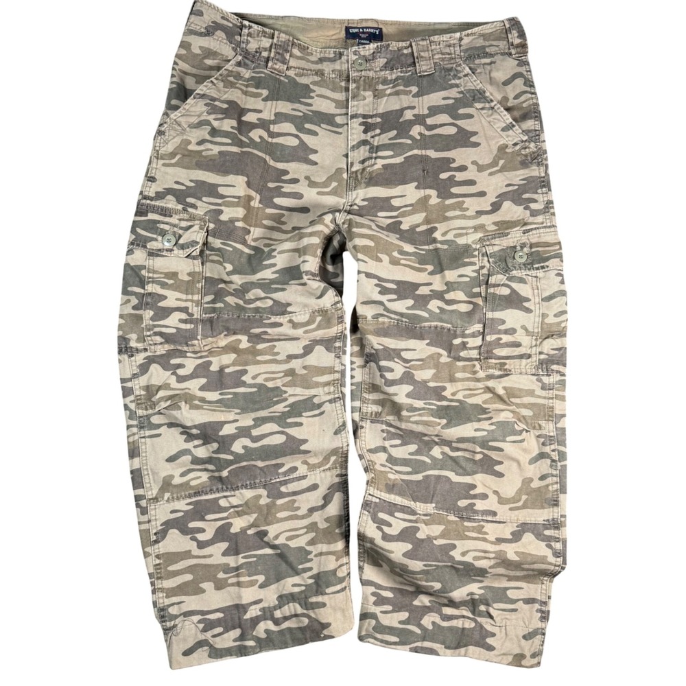 Steve & Barry's Cargo Pants Mens 42x27 Camo Baggy Y2K Streetwear Wide Leg